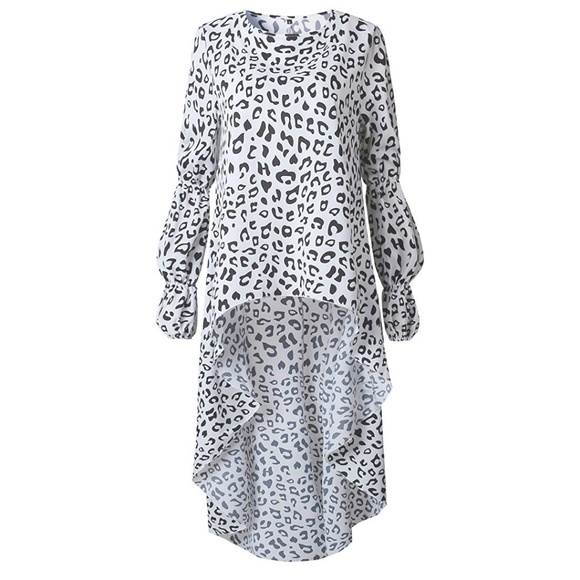 New Asymmetrica Fish tail animal print hi-low top - Picture 2 of 5